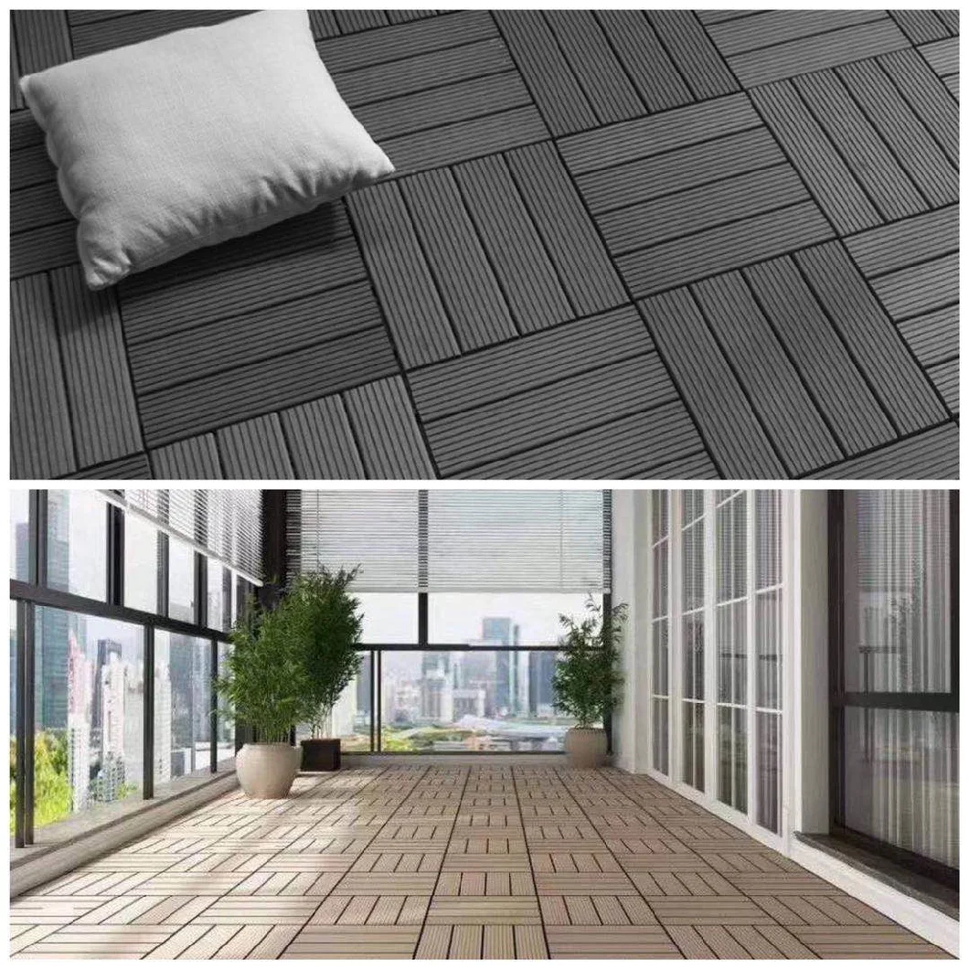 Beautiful Decorative Wood Plastic WPC DIY Floor Boards Interlock Waterproof Outdoor Decking Tile 300*300mm DIY Wood Plastic Composite Hollow Tiles