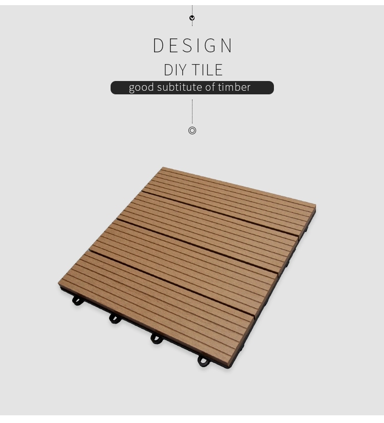 Patio Wood Plastic WPC DIY Floor Boards Interlock Waterproof Outdoor Decking Tile 300*300mm DIY Wood Plastic Composite Hollow Tiles