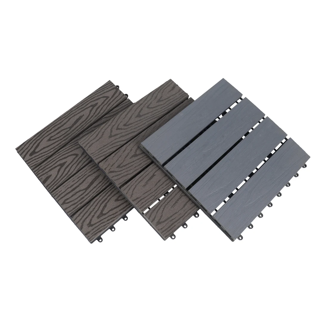 3D Online Deep Embossing DIY Floor Roof Tiles Hollow WPC Interlocking Deck Tiles