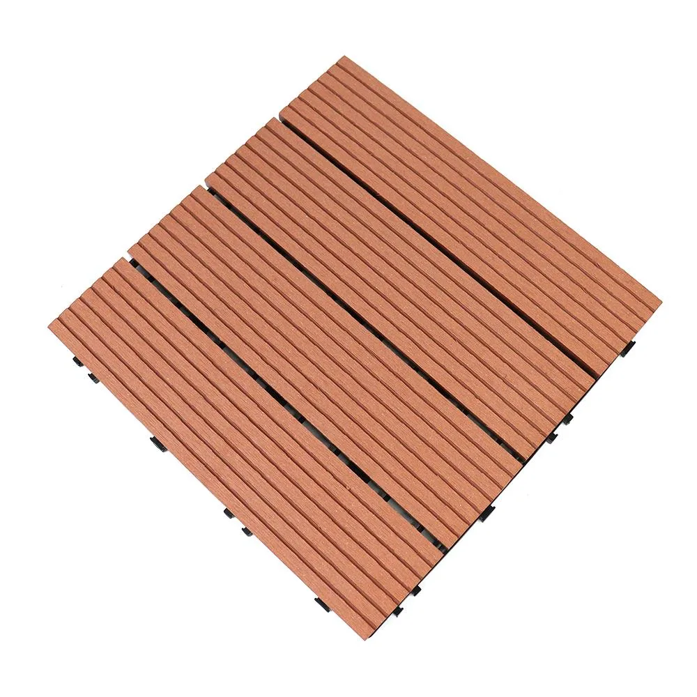 Wood Plastic WPC DIY Floor Boards Interlock Waterproof Outdoor Decking Tile 300*300mm DIY Wood Plastic Composite Hollow Tiles