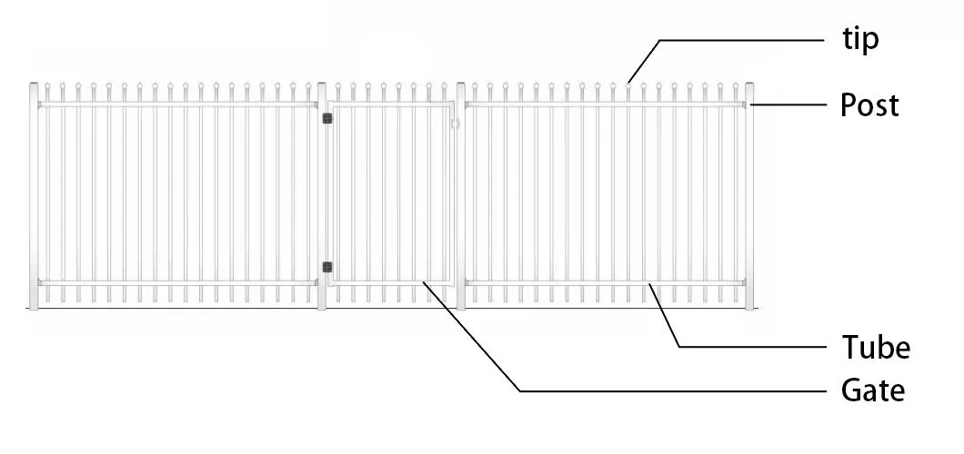 Outdoor Metal Aluminum Garden /Privacy /Glass /Yard /Balcony /Security/Swimming Pool Railing Handrail Baluster Fence with Powder Coating Post