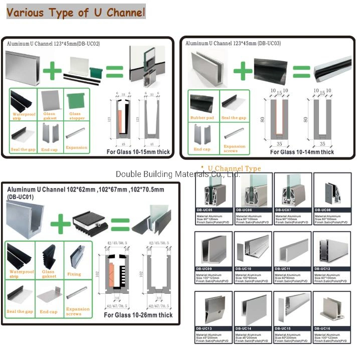 LED U Channel Garden Fence for Balcony with Tempered Glass