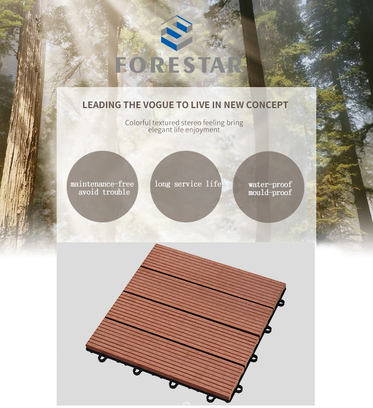 Deck Wood Plastic WPC DIY Floor Boards Interlock Waterproof Outdoor Decking Tile 300*300mm DIY Wood Plastic Composite Hollow Tiles