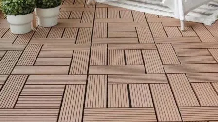 Outdoor Interlock WPC-Bodenhohlfliesendeck 300 x 300 x 22 mm Holzfaser + HDPE-Bodenbelag DIY wasserdichte Verbundfliese